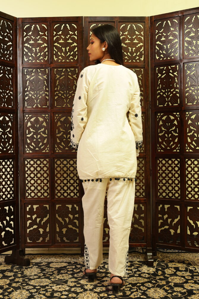 Feel Feather Black Thread Embroidered Cotton Co-Ord set for Women - Image 6