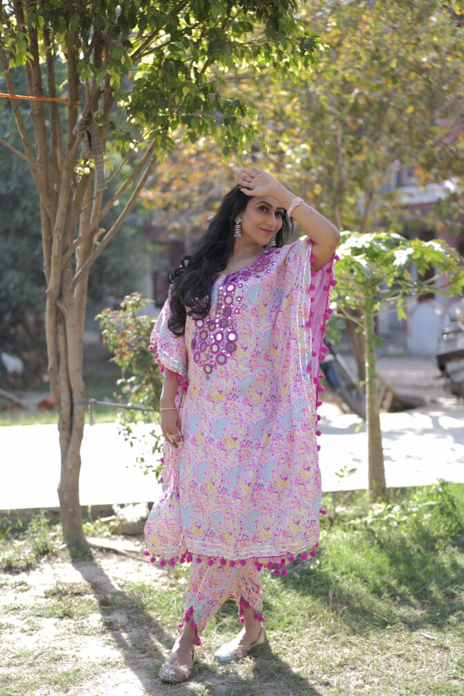Feel Feather Heavy Mirror Detailing Kaftan Kurta suit - Image 6
