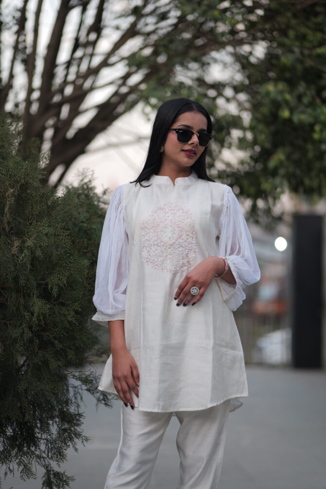 white embroidery Co-Ord set