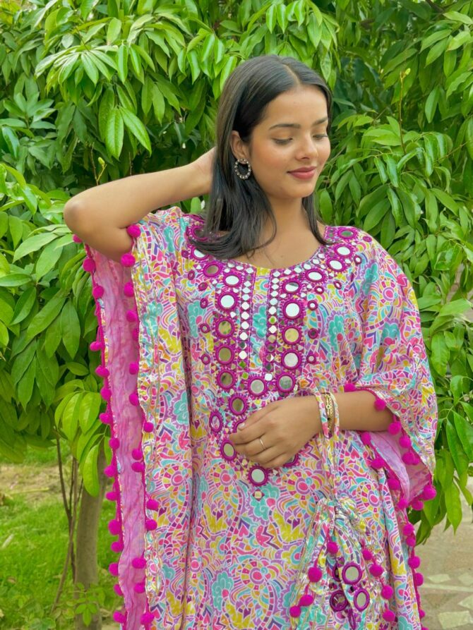 Feel Feather Heavy Mirror Detailing Kaftan Kurta suit - Image 7