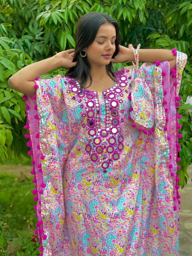 Feel Feather Heavy Mirror Detailing Kaftan Kurta suit - Image 8