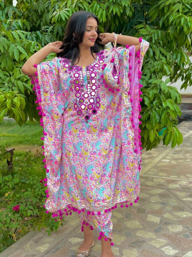 Feel Feather Heavy Mirror Detailing Kaftan Kurta suit