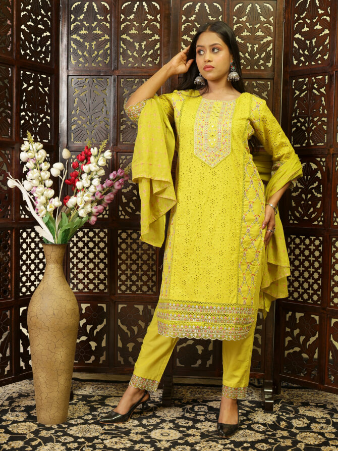 FEEL FEATHER COTTON PARTYWEAR KURTA SET FOR WOMEN