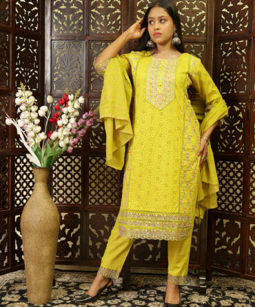 FEEL FEATHER COTTON PARTYWEAR KURTA SET FOR WOMEN