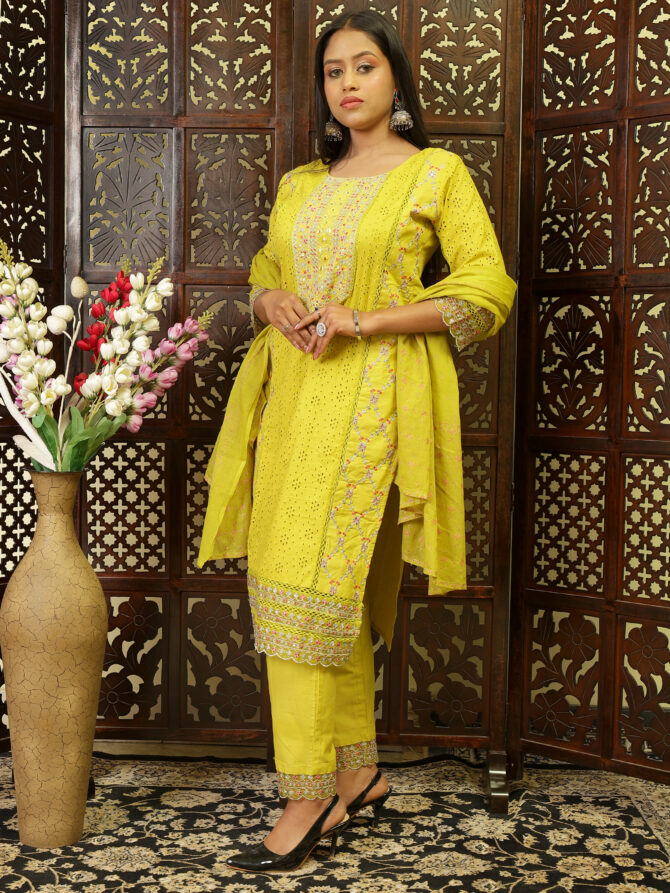 FEEL FEATHER COTTON PARTYWEAR KURTA SET FOR WOMEN