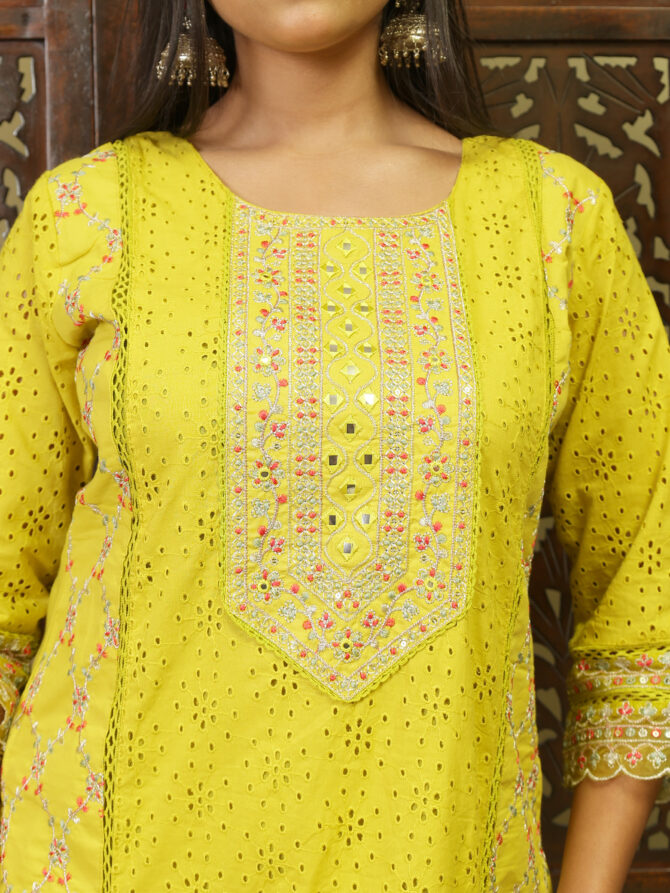 Feel Feather Cotton Party Wear Kurta Set for Women - Image 4