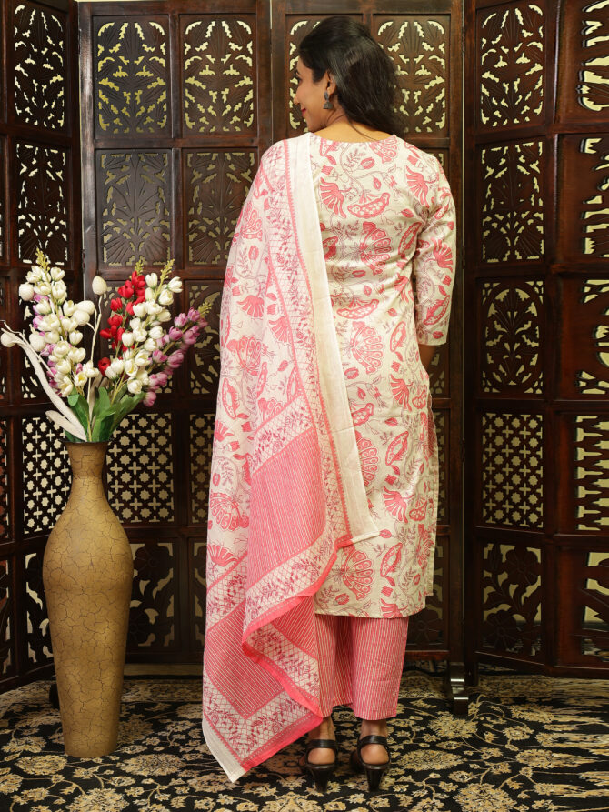 Feel Feather Pure Cotton Kurta with Dupatta Set For Women - Image 3