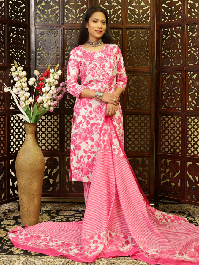 Feel Feather Purple Cotton Kurta Set For Women