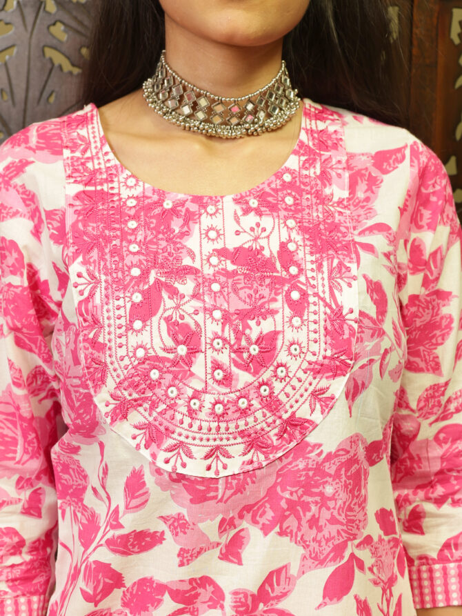 Feel Feather Pink Cotton Kurta Sets for Women - Image 6