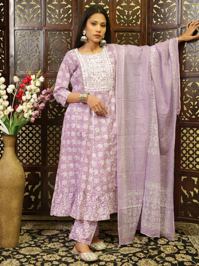Feel Feather Cotton Anarkali Suit Set for Women - Image 2