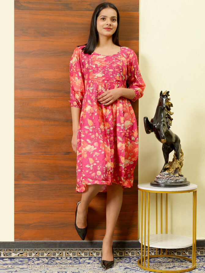 Pink Abstract Printed Tunic – Elegant & Stylish - Image 2