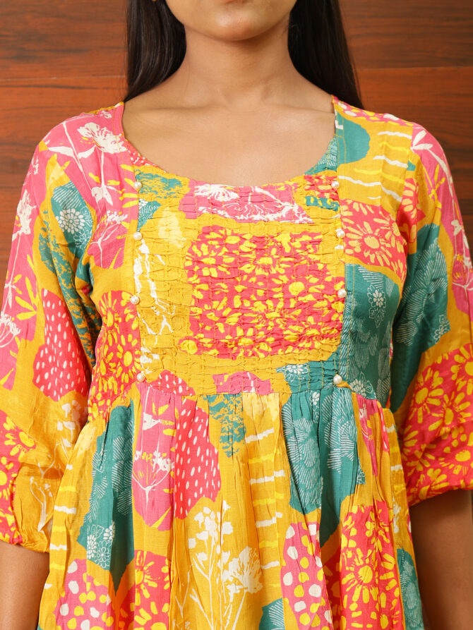 Multicolor Yellow Abstract Printed Tunic – Stylish & Comfortable - Image 2