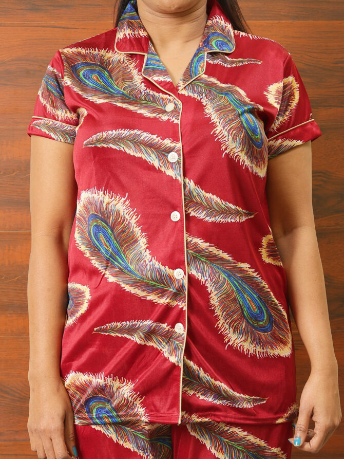 Feel Feather Satin Night Suit For Women - Image 5