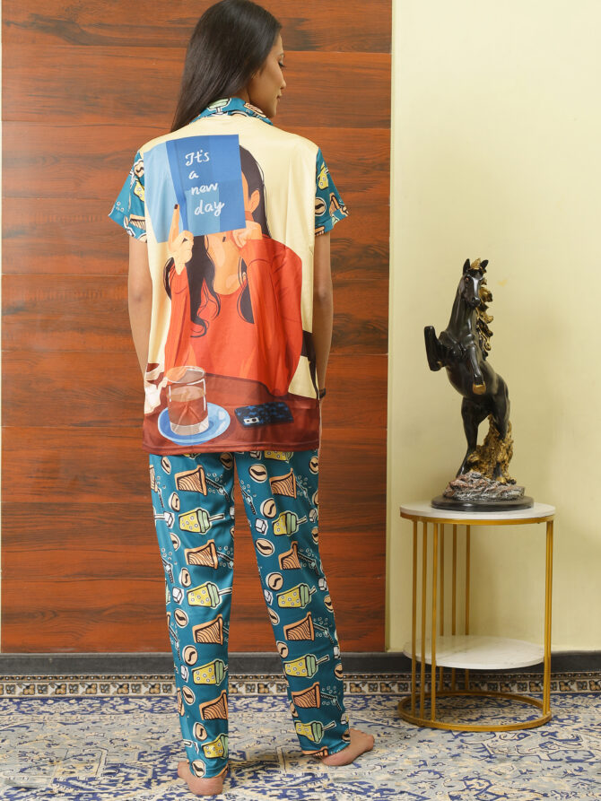 Feel Feather Printed Stain Night Suit for Women - Image 4