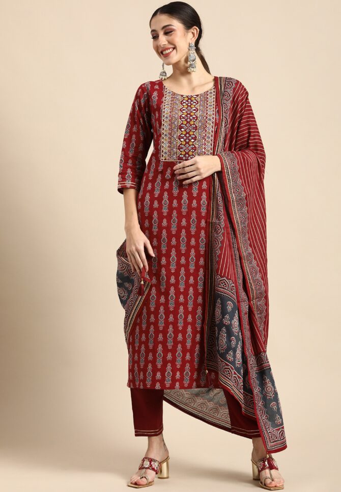 Feel Feather Red Kurta Set For Women