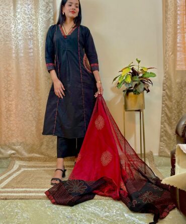 Pure Cotton A-Line Kurta Set For Women
