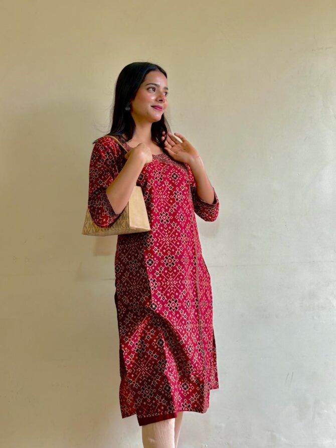 Ajrakh Hand -Block Print Kurti For Women