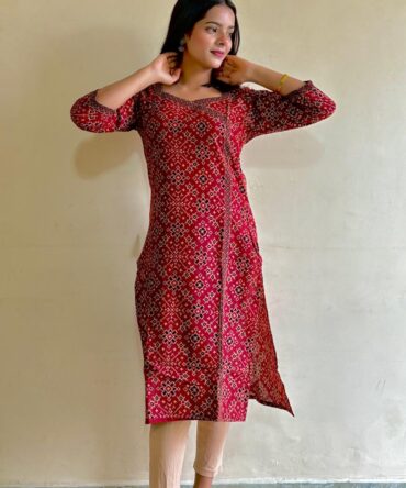 Ajrakh Hand -Block Print Kurti For Women