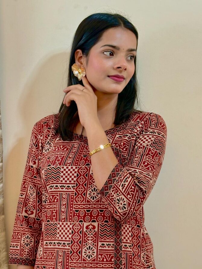 Ajrakh Hand - Block Print Kurtis For Women - Image 3