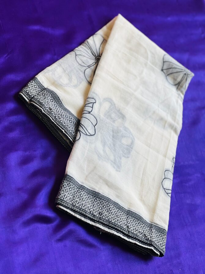 Feel Feather Off White Pure Cotton Floral Jamdani Suit (Dress Material) - Image 3