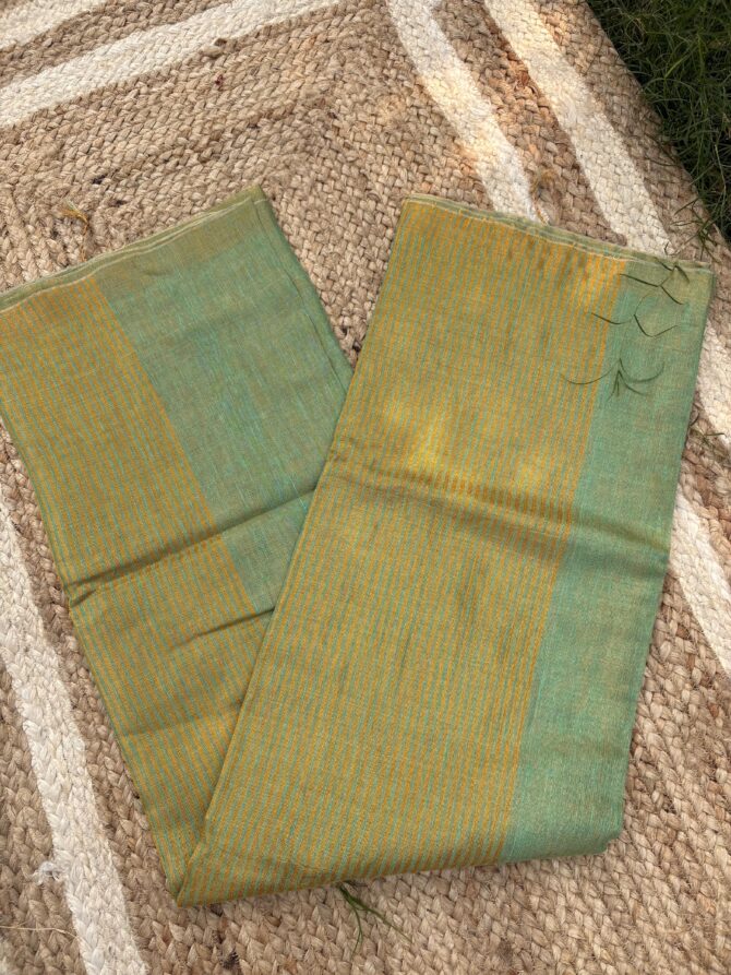 Feel Feather Golden Tissue Linen Saree