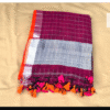 feel feather pure linen check handloom saree