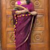 Feel Feather Maroon Paithani Linen Handloom Saree